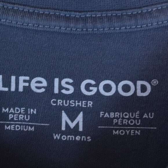 Life is Good Crusher Tee Tie-Dye Circle Graphic Navy Blue Women’s Medium - Picture 4 of 8